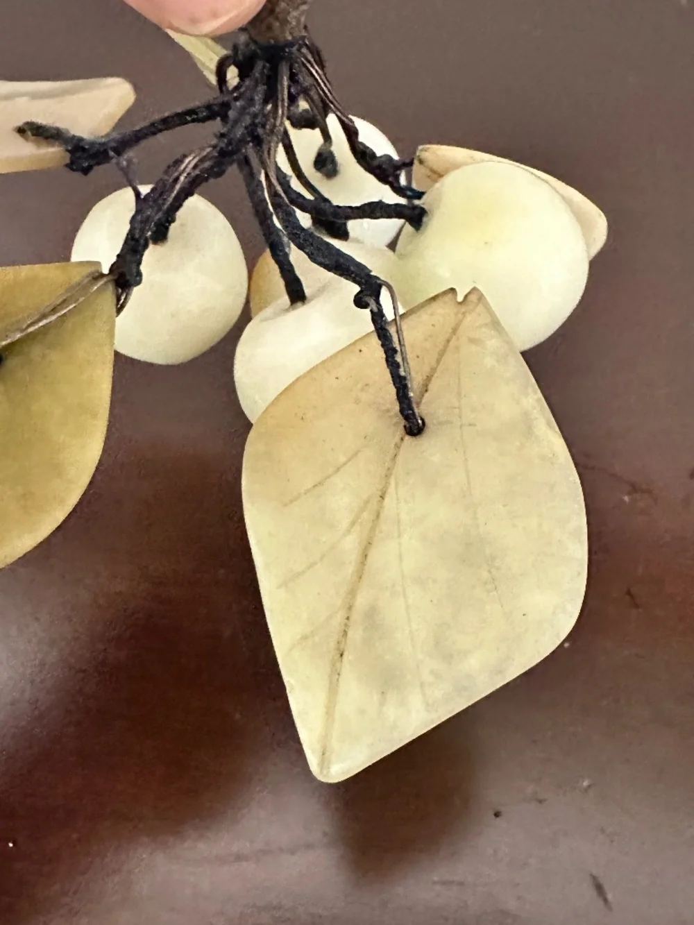 2 BUNCHES Of Vintage Green Onyx & Jade Stone Decorative Fruit